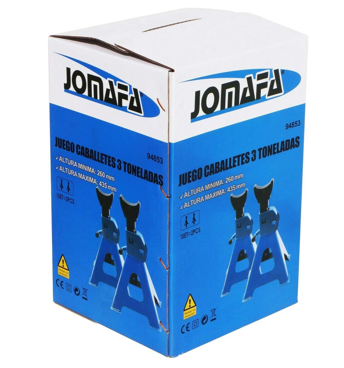 JOMAFA JUEGO CABALLETES/BORRIQUETAS GATOS ESTABILIZADORES DE ACERO 3 toneladas (2 unidades = 6 toneladas), 2 unidades Gatos para apoyar el vehiculo