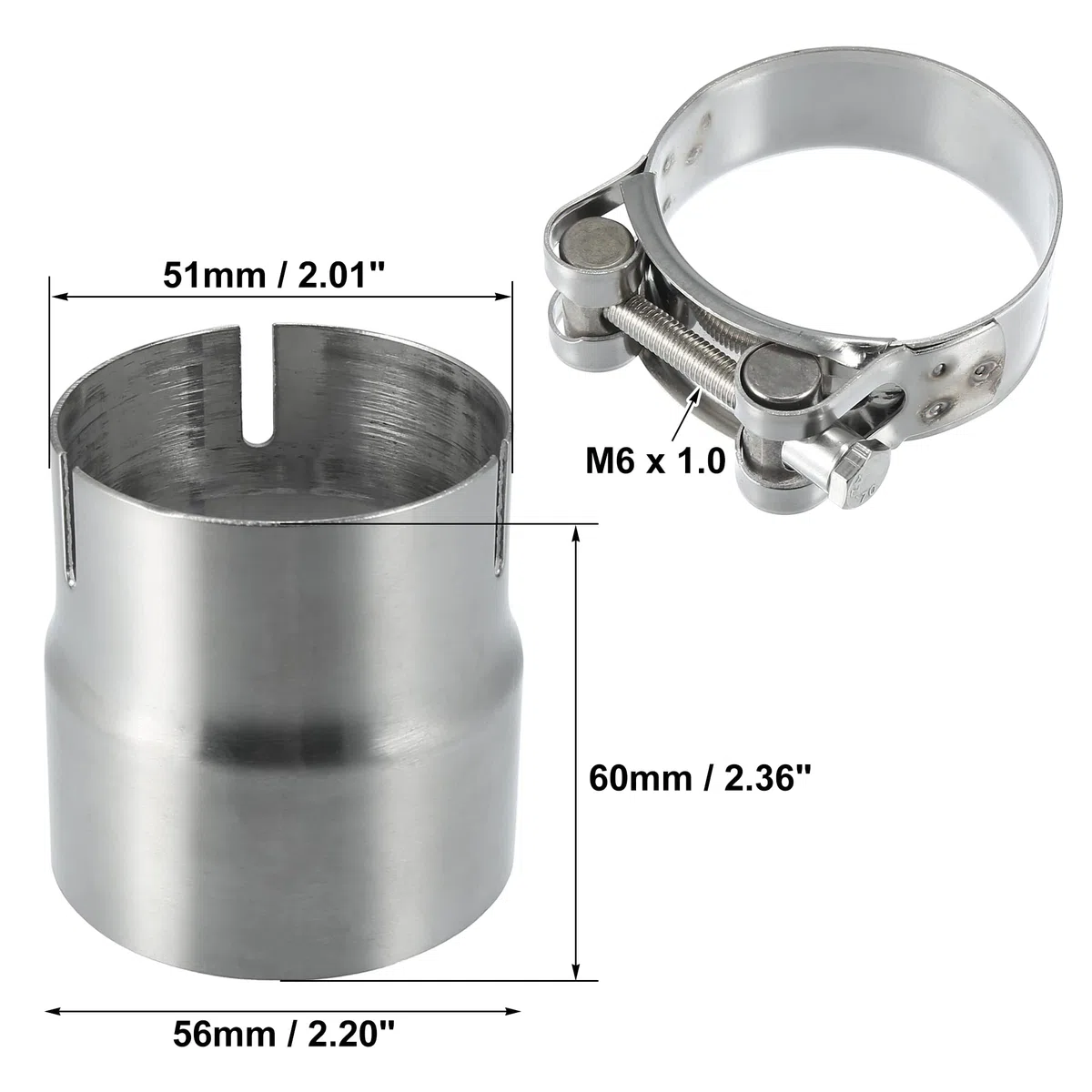 X AUTOHAUX 51-56mm 2.0"-2.2" Motocicleta Inoxidable Acero Escape Tubo Adaptador