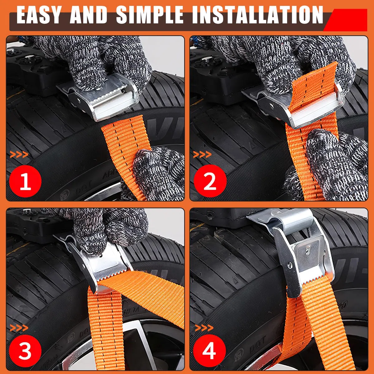 Cadenas de Nieve de Goma para Neumáticos de Invierno, Universales para Coches, Cinturón Antideslizante (S-2pcs)