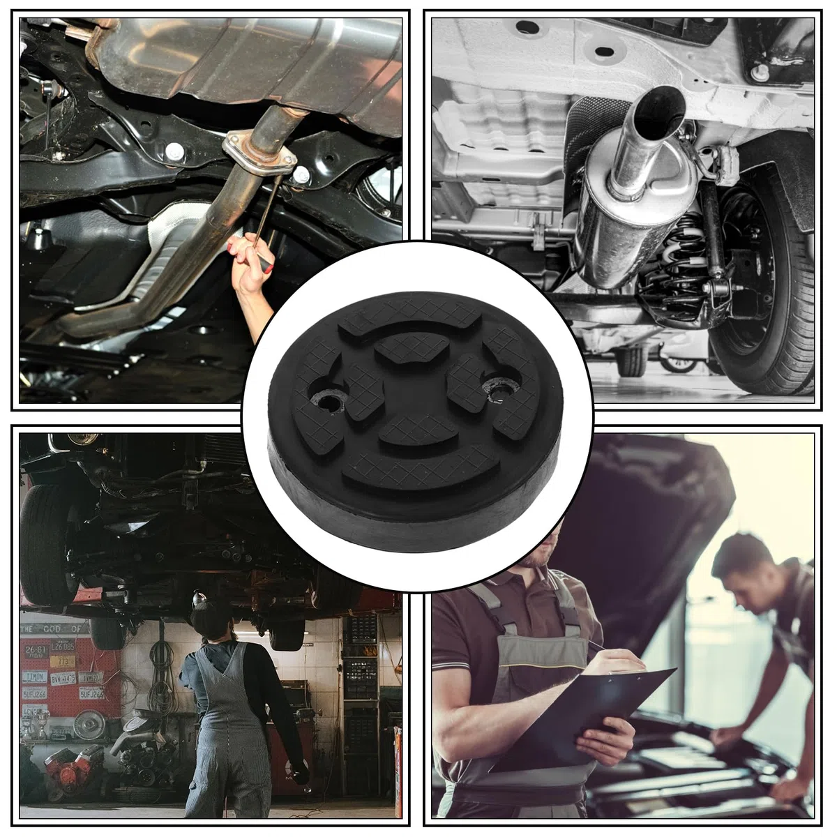 FAVOMOTO Elevador Coche: Tacos De Goma y Almohadillas De Elevación Automática Para Automóviles - 4 Piezas Brazo Goma Redondas