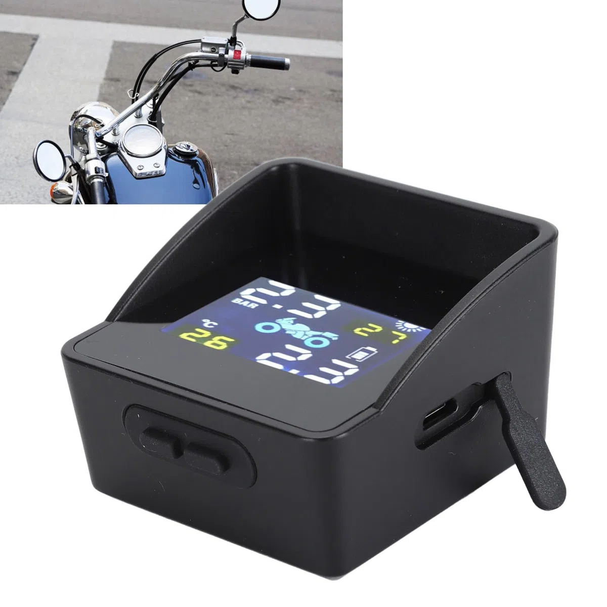 De Monitorizacion De Presion De Neumaticos Solar Tpms Pantalla Lcd Alarma De Presion Para Moto Scooter
