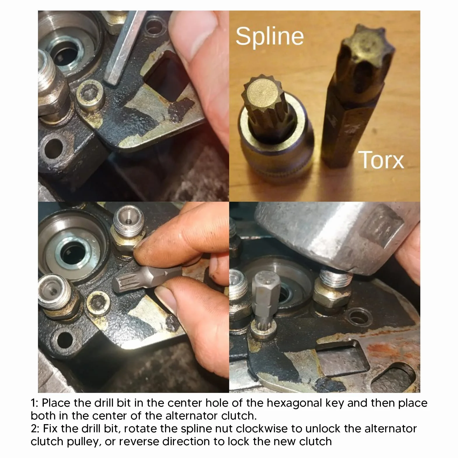 Herramienta de Polea de Desacoplador de Alternador, Llave de Polea de Alternador, Herramienta Extractora de Broca T50 de 33 Dientes