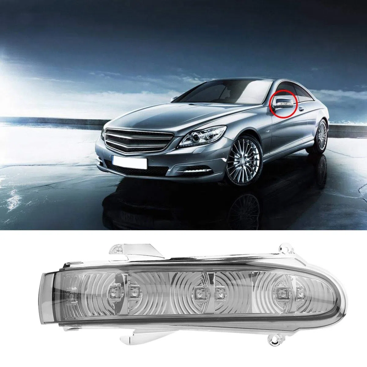 Qiilu 1 par de luz intermitente indicadora de espejo retrovisor para para W220 Clase S W215 Clase CL H3k855