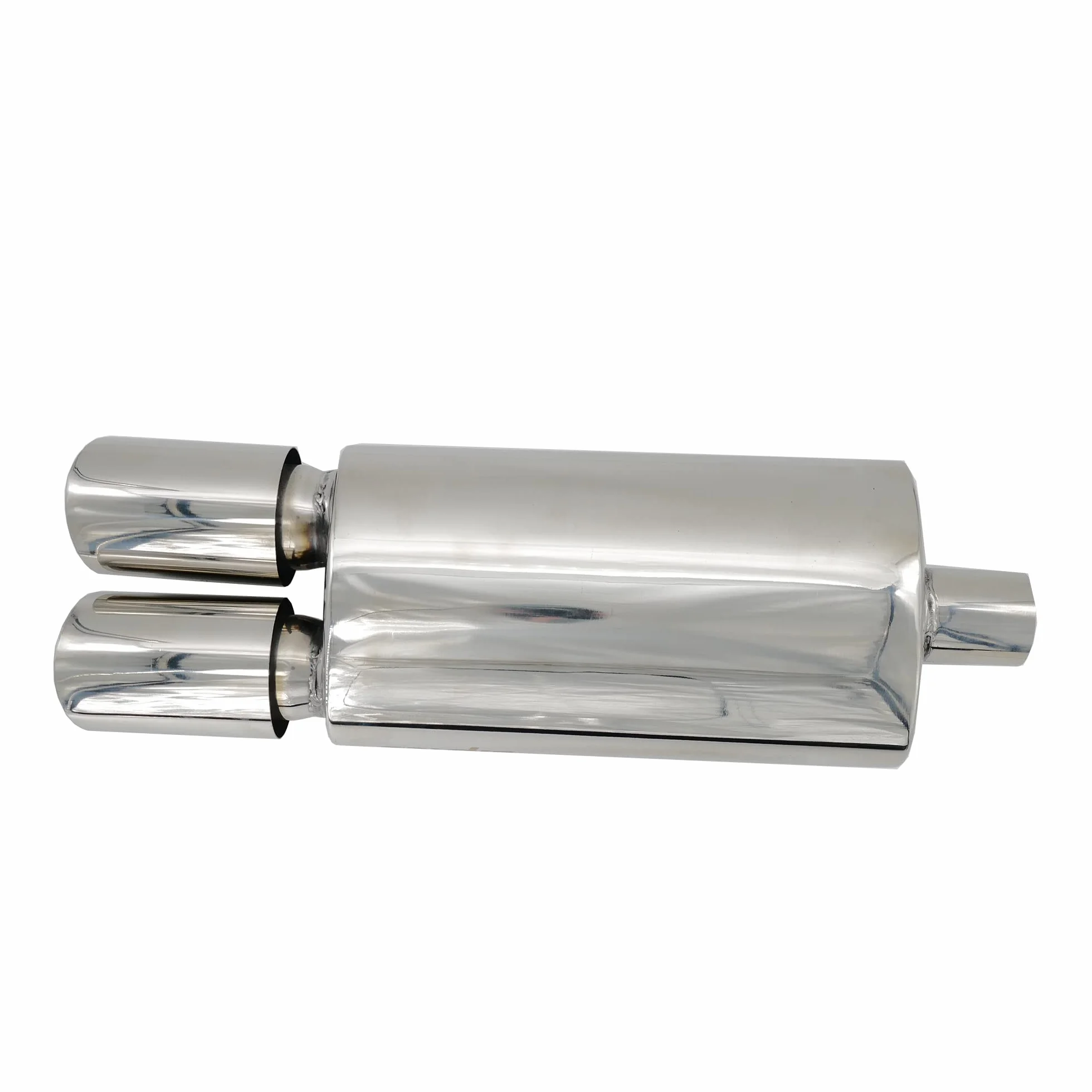Simoni Racing ESR633 Rifle Silenciador Deportivo Universal, Silenciador Deportivo, Escape de Coche Universal, Doble Salida Redonda, Acero Inoxidable
