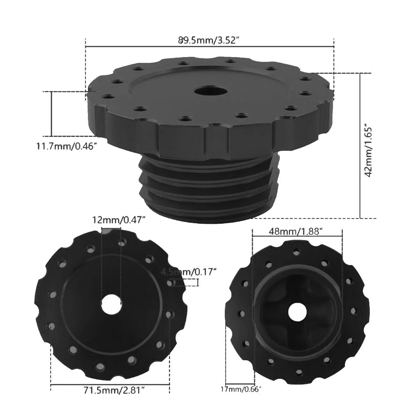 Adaptador de Volante Racing, Adaptador Gaming de Aluminio para T300 T500 TX con Collares, para, Luisi, NRG PCD Mm (Negro)