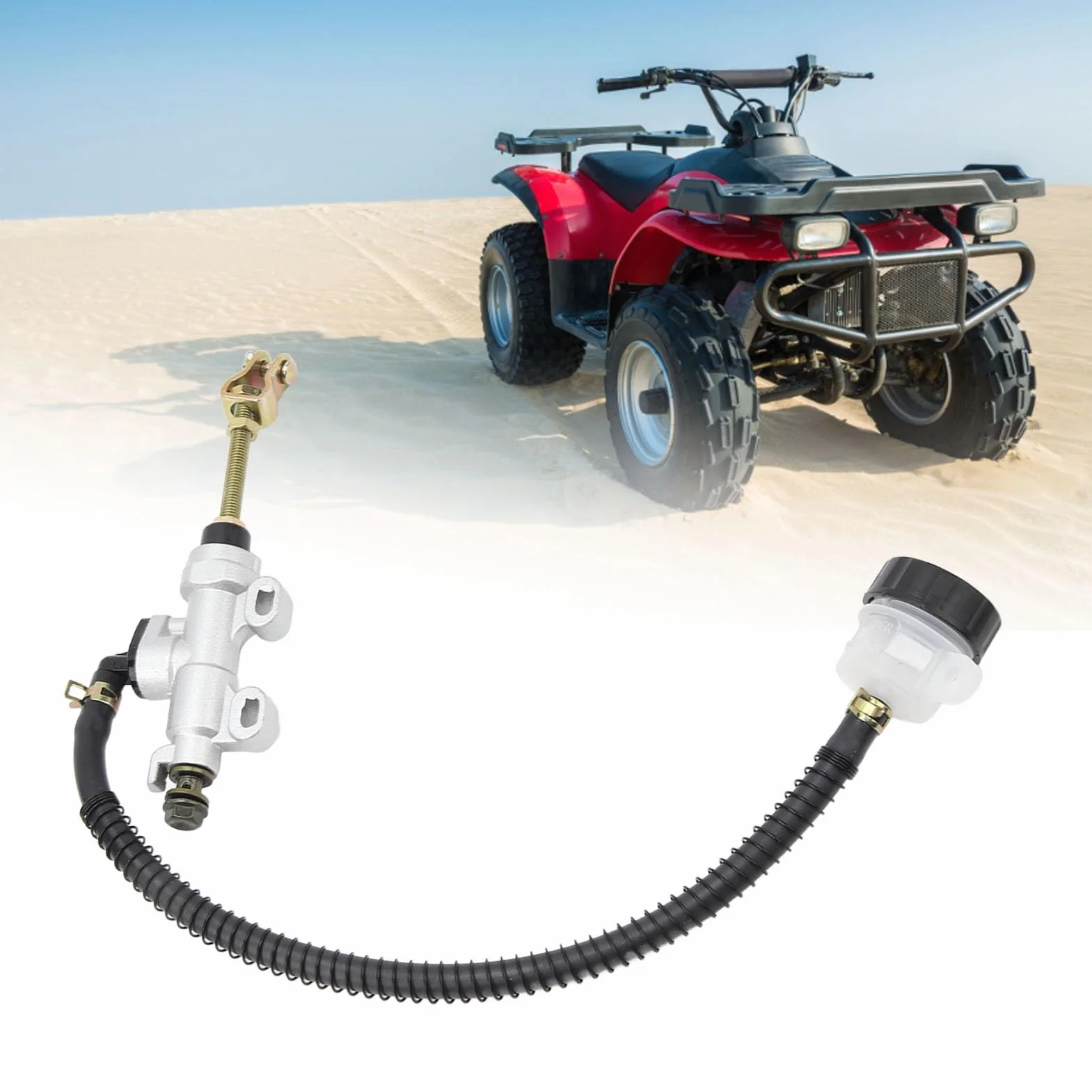 Depósito de bomba de cilindro maestro hidráulico de cilindro maestro de freno trasero para motocicleta Dirt Bike ATV(Blanco)