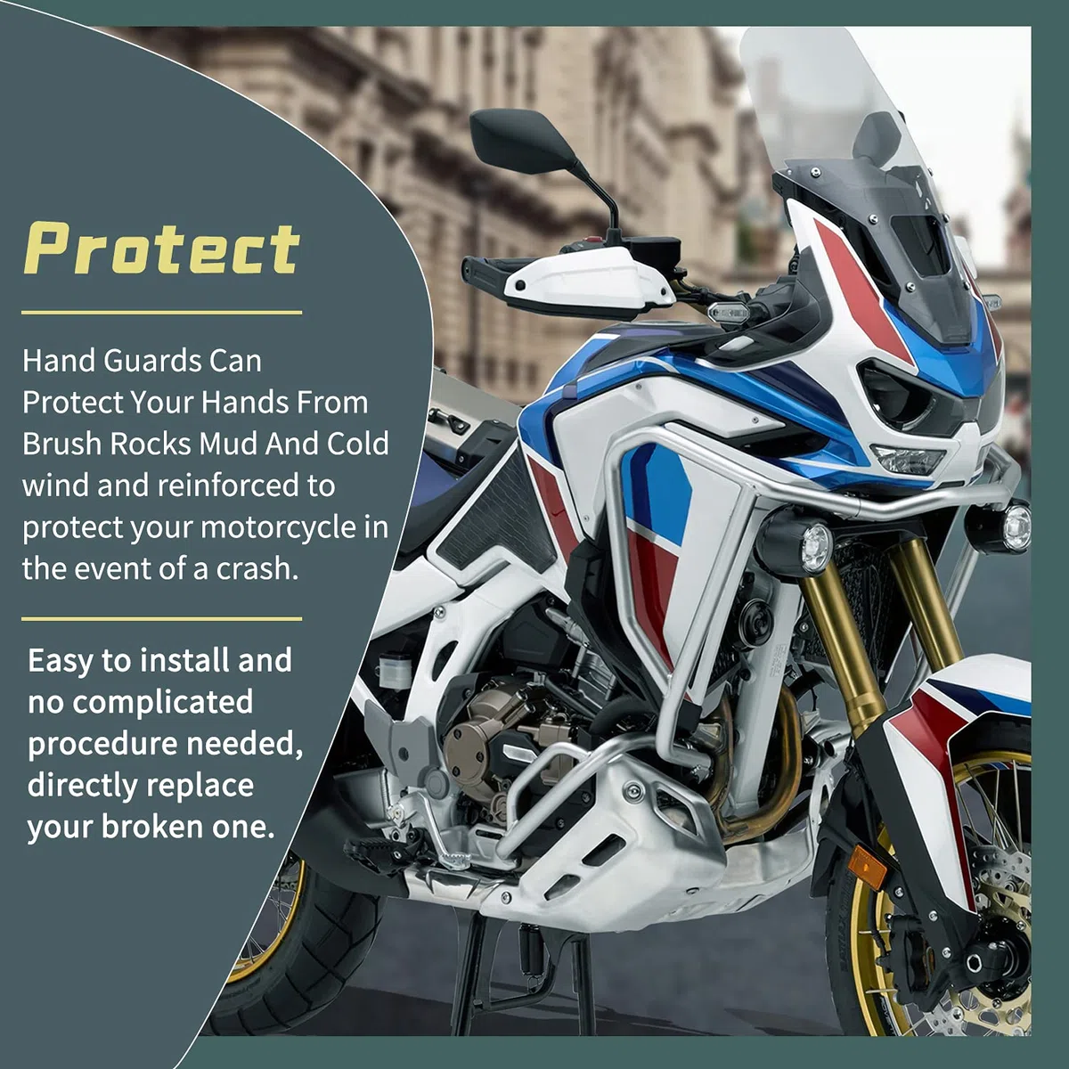 Protector de Mano para Motocicleta Protector de Cepillo de Mano Protector de Pantalla Compatible con H-Onda CRF1100L Africa Twin ADV. Deportes 2020-2024 Xadv 750 21-24 XL750 23-24 (Blanco)