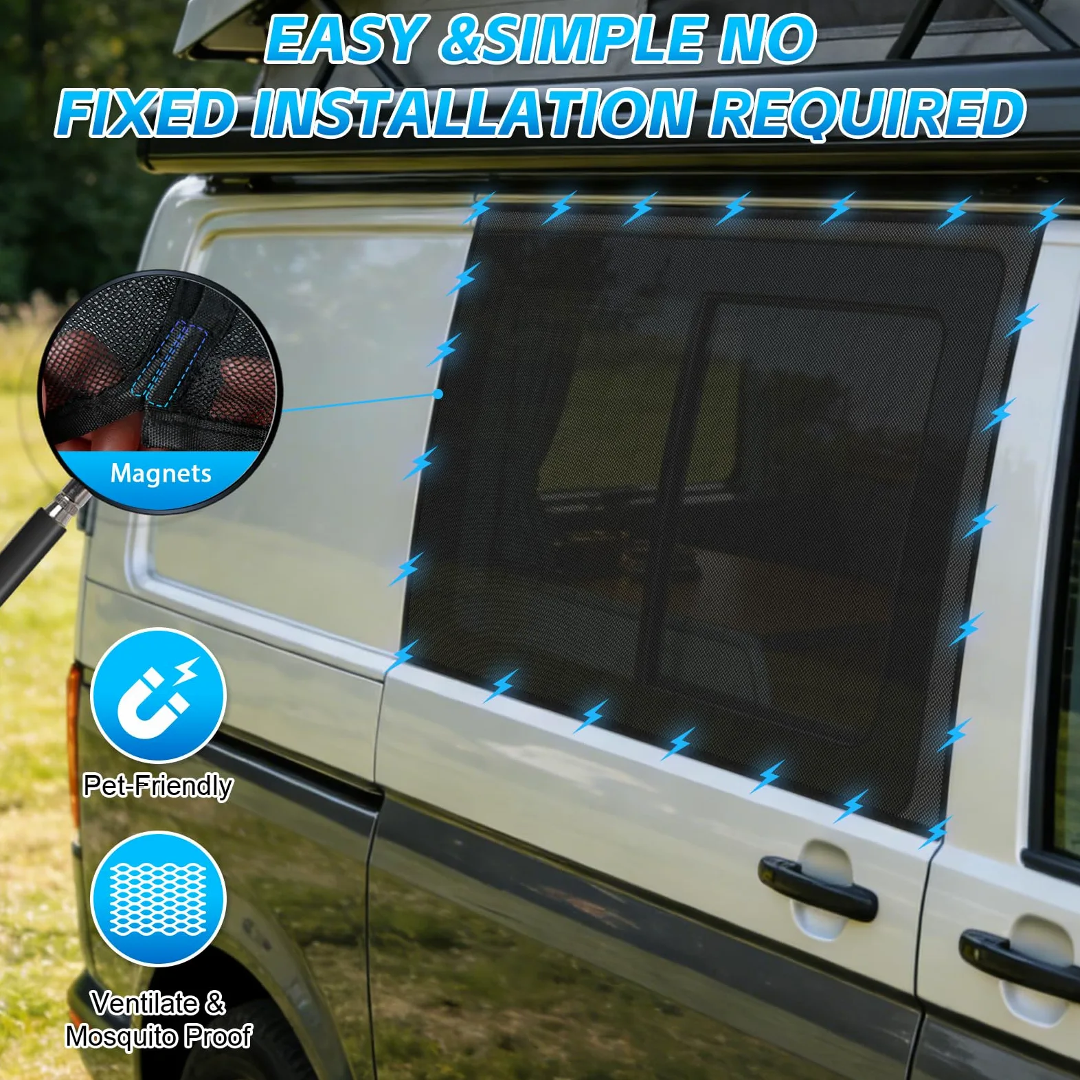 Mosquiteras para Puerta Corredera Reemplazo para VW T5 T6 T6. 1 California Pieza única, Mosquiteras Magnéticas para Insectos Transpirables para Acampar al Aire Libre