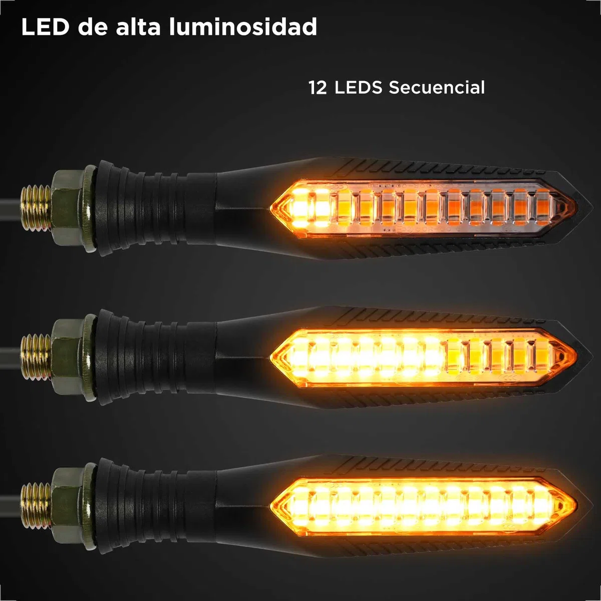 evermotor Secuencial intermitente, LED Intermitentes Homologados, 2 piezas 12 V, para motocicleta, E-mark, longitud del cable 300 mm