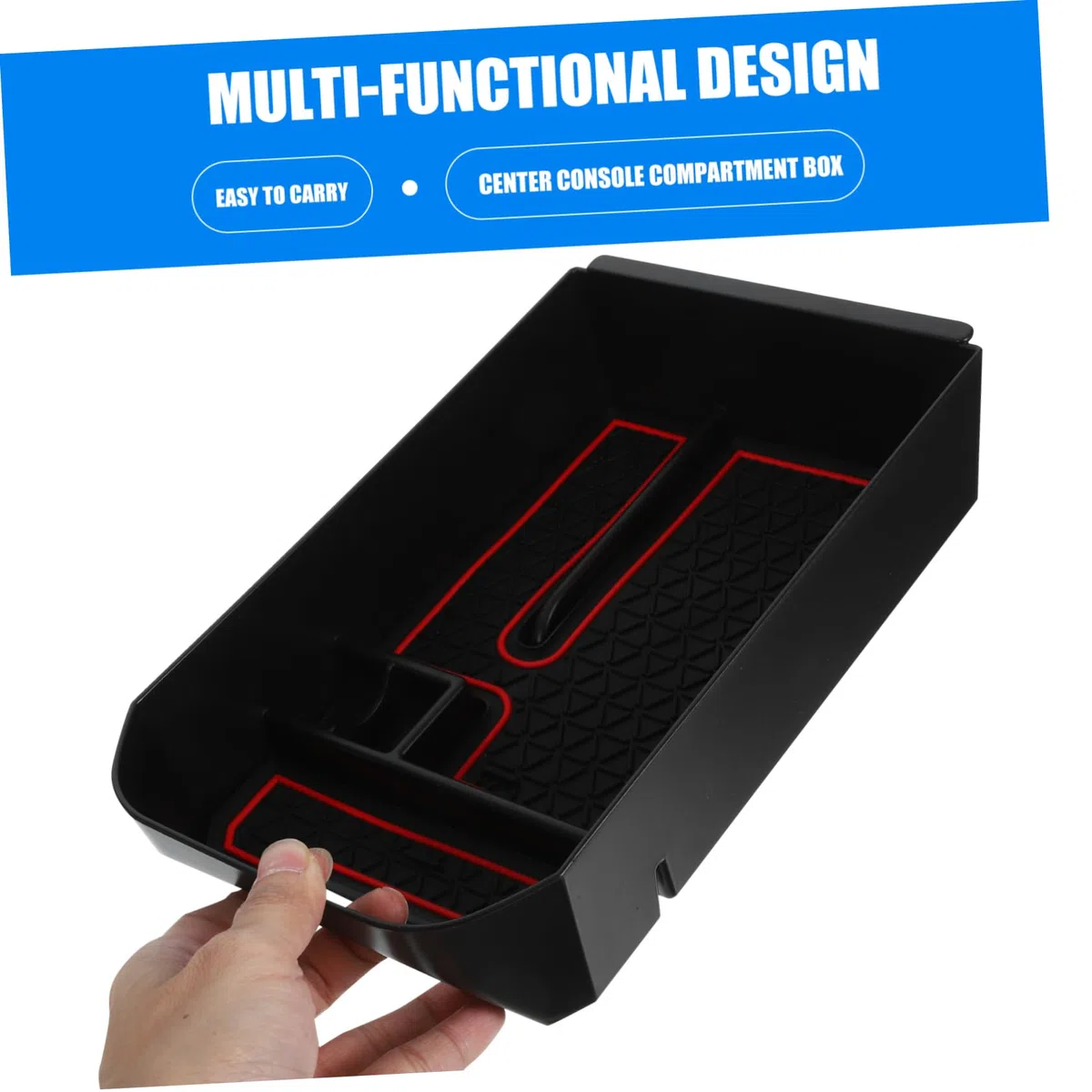 CHILDWEET Bandeja Organizadora Para Tablero Del Automóvil Roja, Cajón De Almacenamiento Para Consola Central, Material Pp Resistente, Multifuncional Para Viaje y Uso Diario En Coche