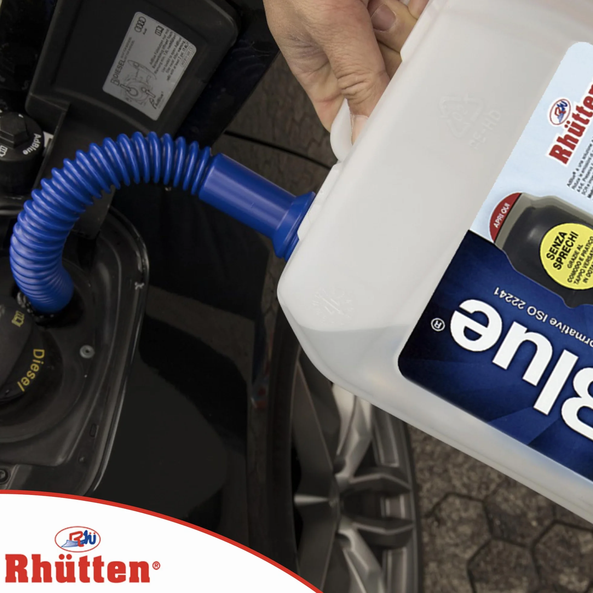 Rhütten, AdBlue Motores diésel, Basf, aditivo de síntesis, urea purísima, ISO 22241, preserva SCR, bloquea la impureza del catalizador, Motores Euro 6, tapón vertedor, 5 l