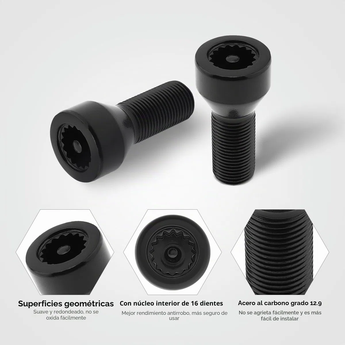 Juego de 5 tuercas de rueda 36136786191 M14 x 1,25 mm para BMW Mini, I3 I8 M2 M4 F80 X2 X4 X6 con llave maestra, cerraduras antirrobo negras de perno de rueda