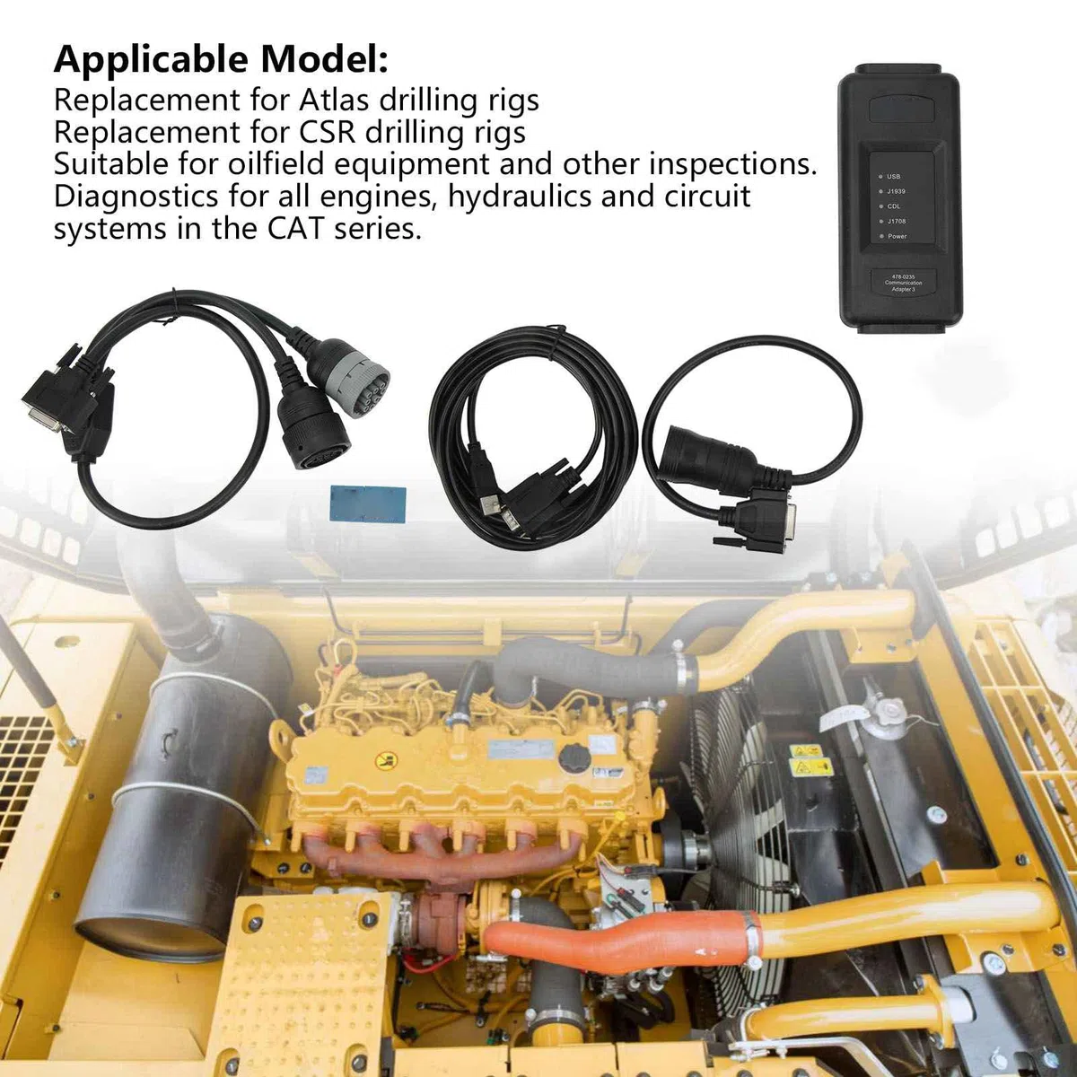 Tbest Herramienta de Diagnóstico de Equipos Pesados, Adaptador de Comunicación 5385051 Reemplazo del Grupo de Adaptadores de Diagnóstico de Equipos Pesados para Plataformas de
