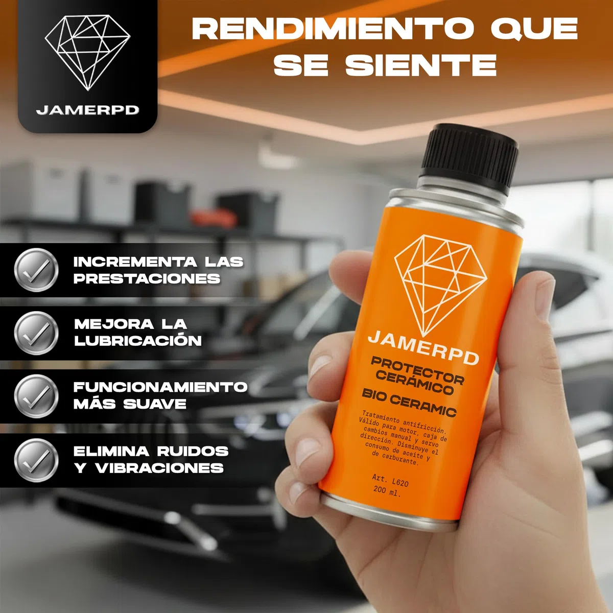 JAMERPD Protector Cerámico 200ml | Aditivo para Motor, Caja de Cambios y Dirección | Reduce Desgaste, Mejora Lubricación y Elimina Ruidos | Compatible con Diésel y Gasolina