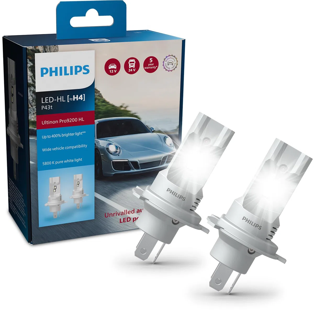 Philips Ultinon Pro9200 LED lámpara para faros de coche (H4), +400%, 5.800K, set de 2