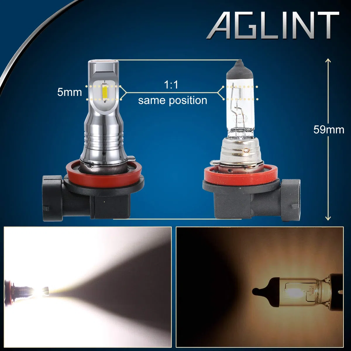 H11 LED Luz de Niebla Bombilla H11/H8/H9/H16(EU) CSP Coche LED Antiniebla Luces de Antiniebla Delanteros DRL Luz Diurna 12V-24V 6500K Blanco 2 Bombillas