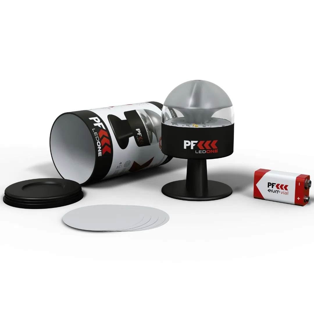 PF LED ONE - Luz Emergencia Coche Homologado DGT Obligatoria a partir de 2026, Baliza V16 Homologada DGT con Geolocalizador, eSim y Datos pagados hasta 2038, V16 con Geolocalización NEGRO