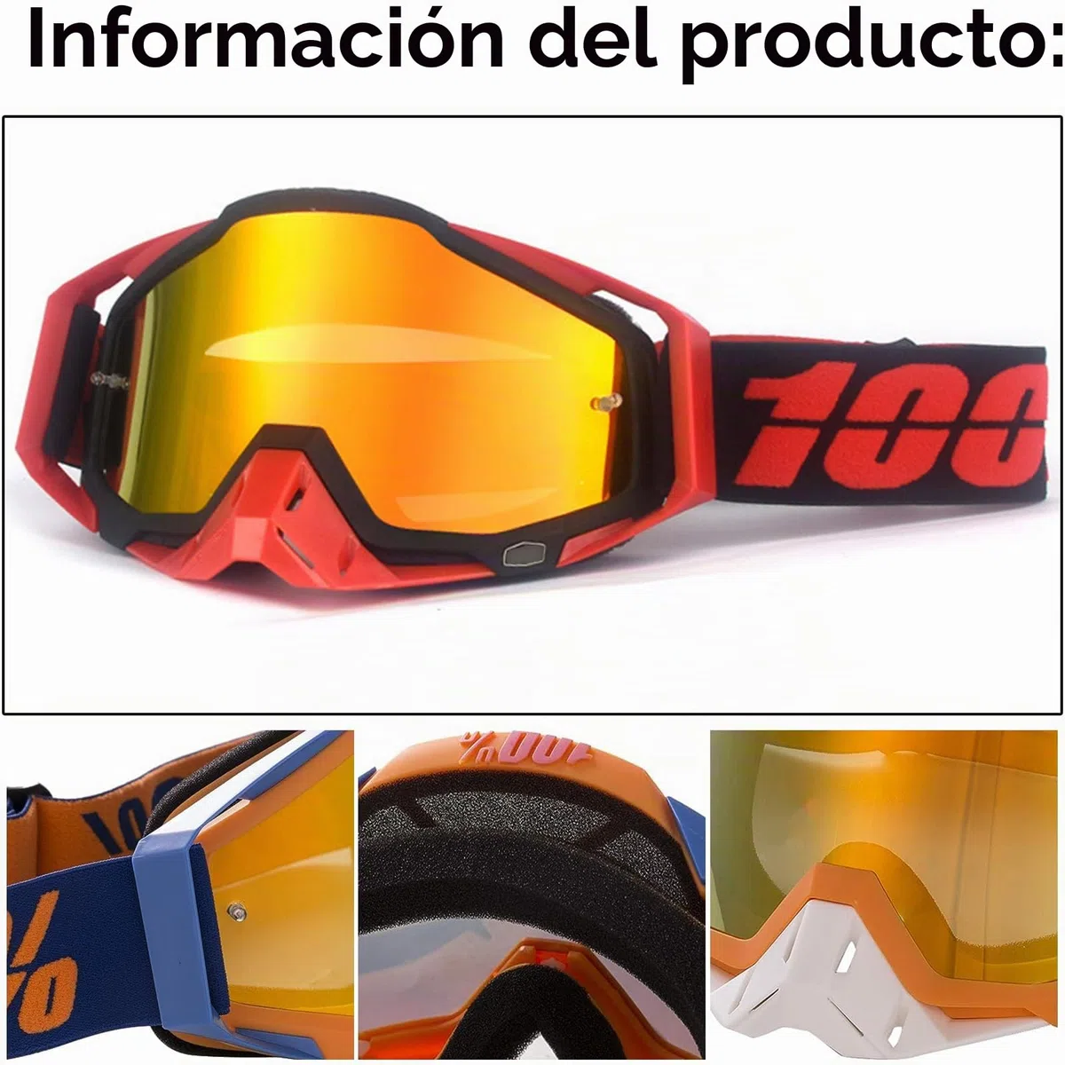 Gafas de motocross, a prueba de viento, a prueba de polvo, gafas de esquí, gafas de cross, gafas de esquí antiniebla, gafas de esquí UV, para ciclismo, carreras de fondo, ATV, UTV (negro 15)