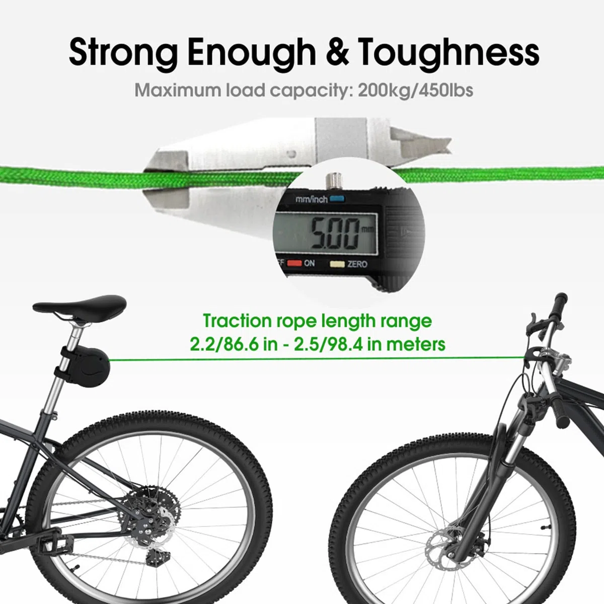 Remolcador Bicicleta, Cuerda Remolque Bici Niños y Adultos, Tow Rope Strap MTB y Montaña, Instalación Fácil sin Herramientas, hasta 200 kg