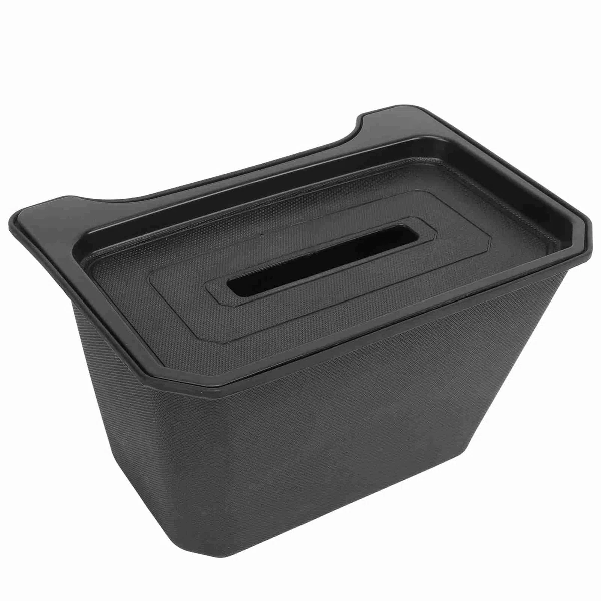 Fockety Caja de Almacenamiento para Tesla Model Y, ABS TPE Organizador Consola Central Trasera con Tapa, Asiento Trasero Segunda Organizador Contenedor de Almacenamiento Basurero (Negro)