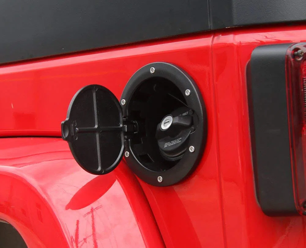 Auto Tapa de tanque de gas de plástico y aluminio, patrón de estrellas, compatible con Jeep Wrangler JK y Unlimited, modelo GC01