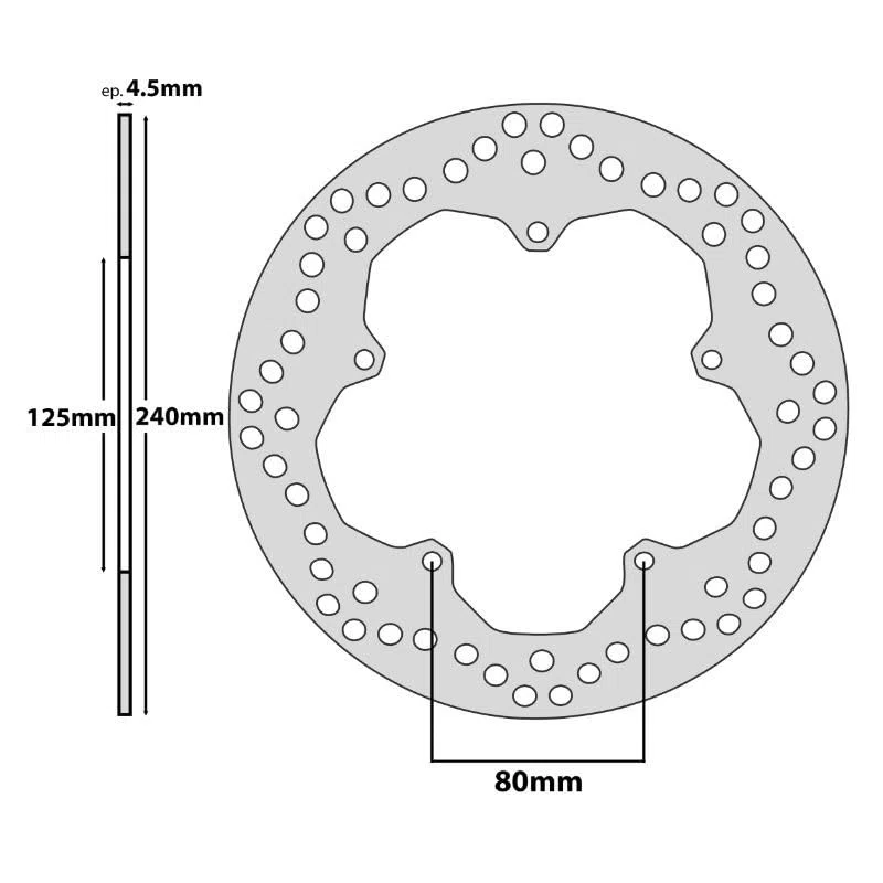 cyclingcolors Disco de freno para motocicleta, scooter y ciclomotor compatible con piaggio 250 300 400 500 xevo x7 x8 x9 mp3 Trasero 240 mm x 125 mm 5 agujeros