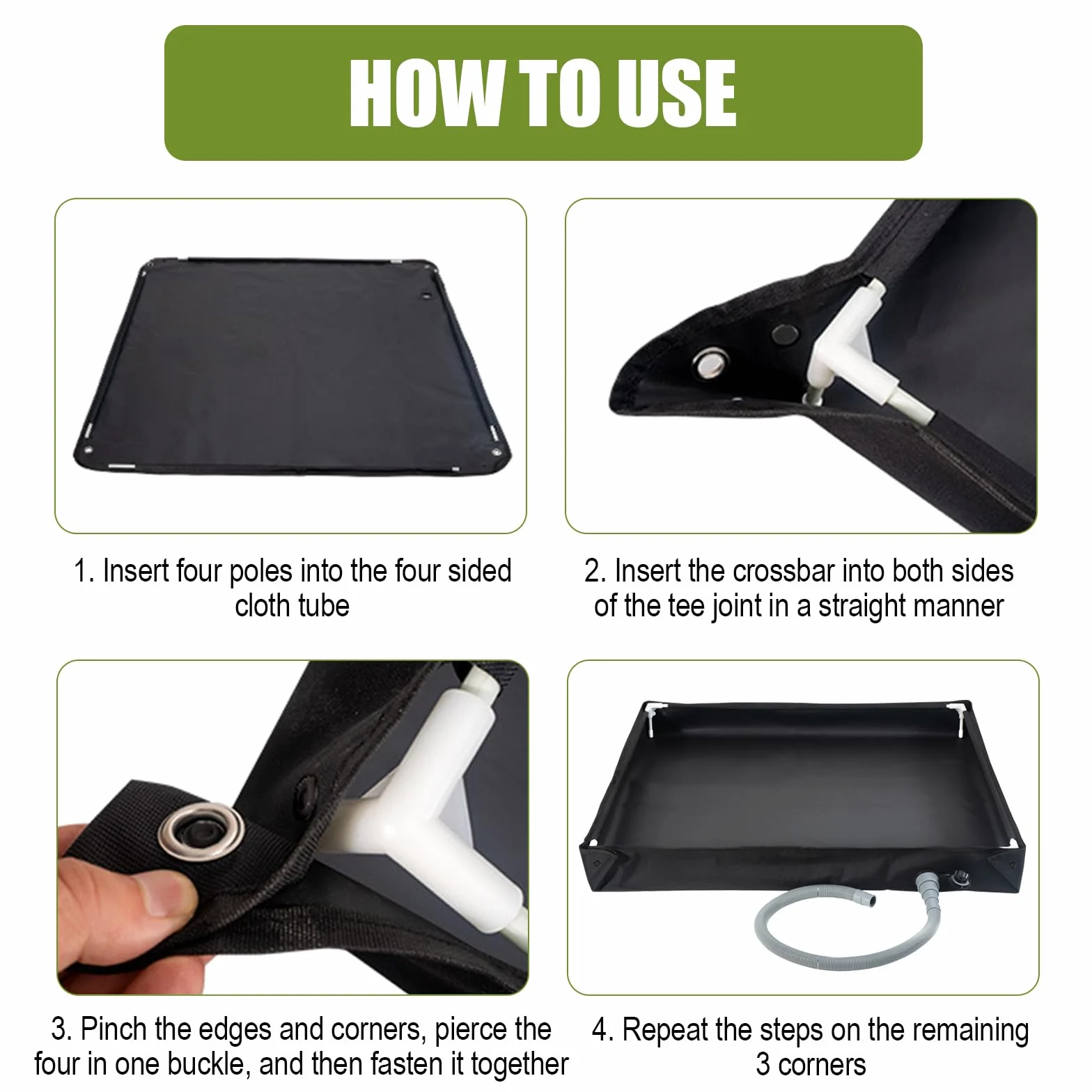 Plato de ducha portátil, 2 en 1, plegable, base de ducha para camping, con tubo de drenaje, separación de ducha plegable al aire libre, toldo impermeable inferior para baño de mascotas