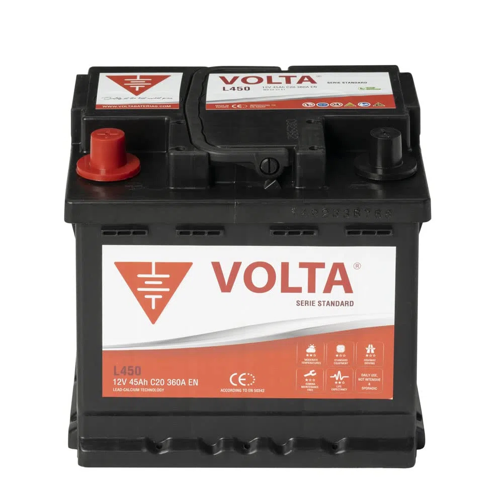 Bateria de Coche Standard 45Ah 360A Volta L450I para Automóvil de turismo - Borne +Izq - Medidas Largo 207 x Ancho 175 x Alto 190 mm con 2 años de Garantía - Fabricación Europea.