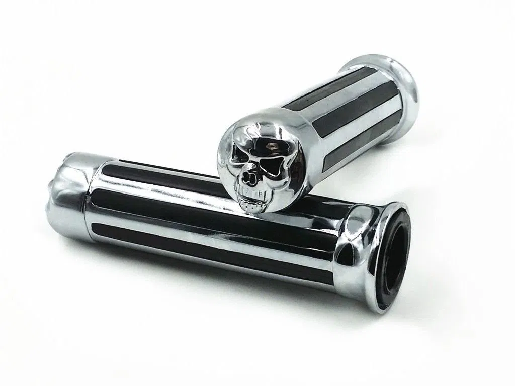 Puños de manillar de calavera de 25 mm para Cruiser Chopper personalizados.