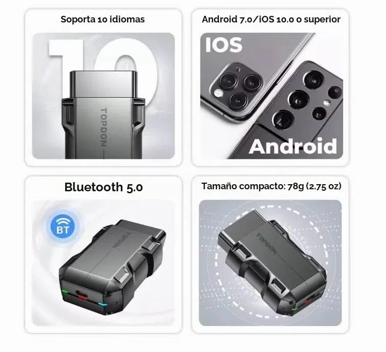 TOP-DON TopScan Moto Coche Escanear Auto Motocicleta Herramientas de Diagnóstico Motor OBD2 Herramienta Profesional Universal