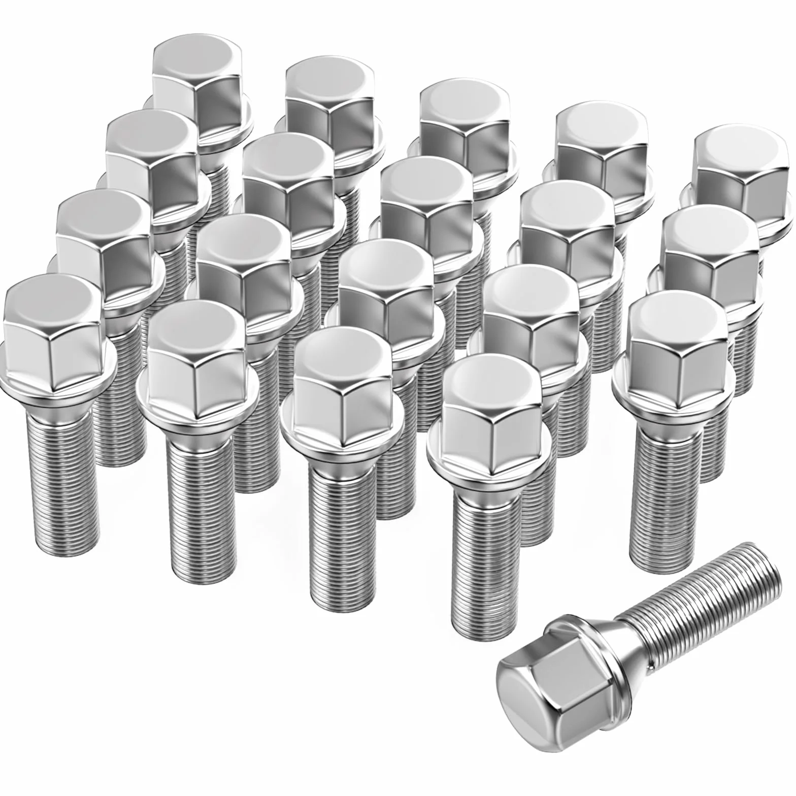 20 tornillos de rueda I M12 x 1,5 x 28 mm I Cono Cono Cono SW 17 mm I Compatible con BMW