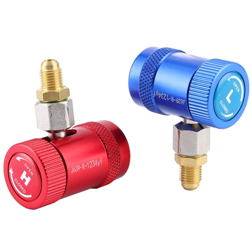 2pcs Adaptadores R1234yf a R134a, R1234yf Acoplador Rápido De Lado Bajo, Acopladores Rápidos Profesionales Adaptador De Puerto De Servicio De Aire Acondicionado para Auto Vehículo