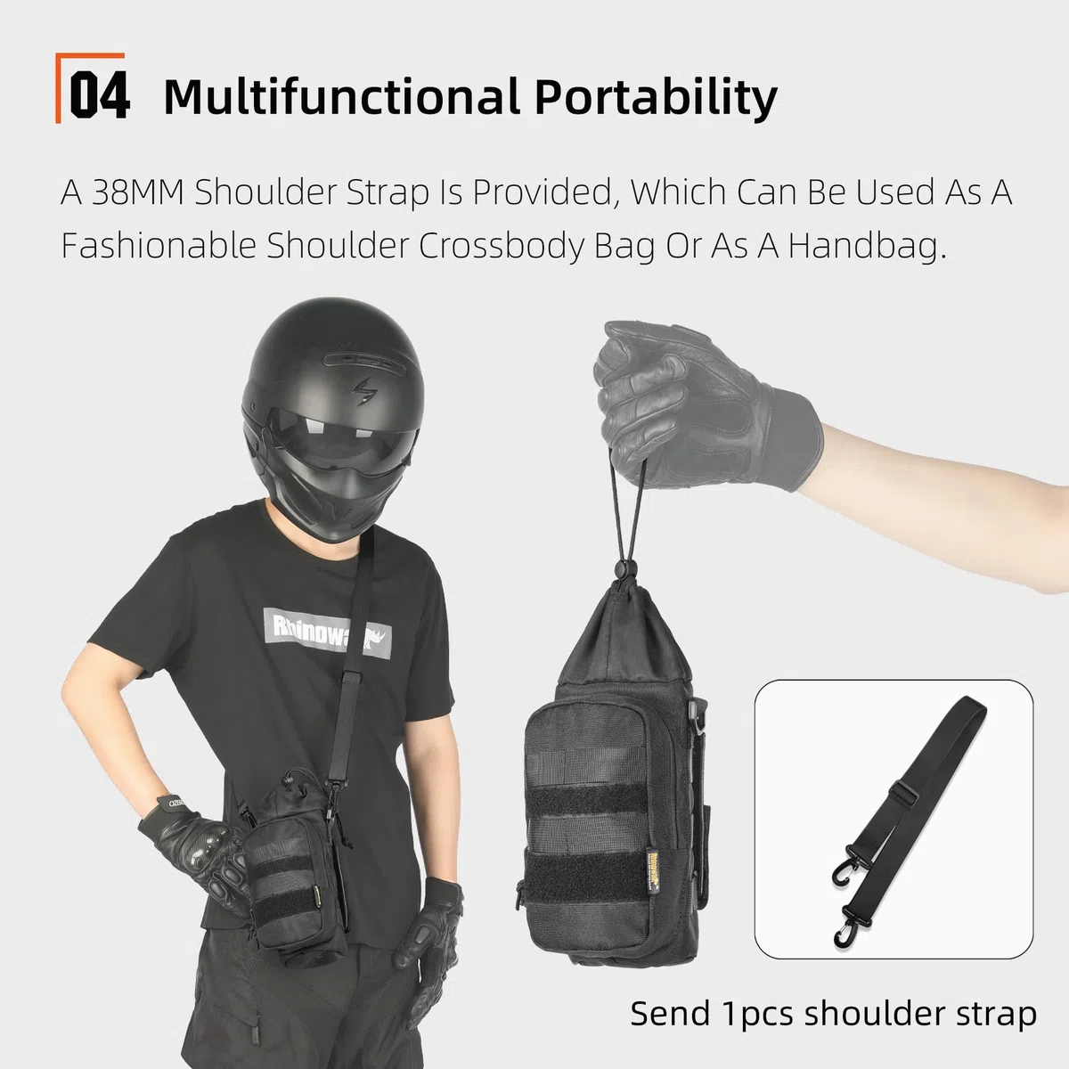 Rhinowalk Bolsa aislante para botellas de 1,5 L, extensible Molle con correa para el hombro, soporte impermeable para botellas, para moto, bicicleta, senderismo, camping y viajes