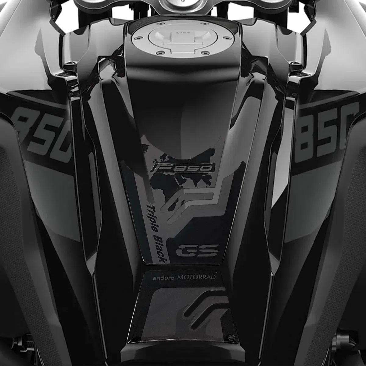 LABELBIKE - Pegatina 3D Moto Tanque Protección y Decoración de Resina Compatible con BMW F 850 GS Triple Black 2021-2023