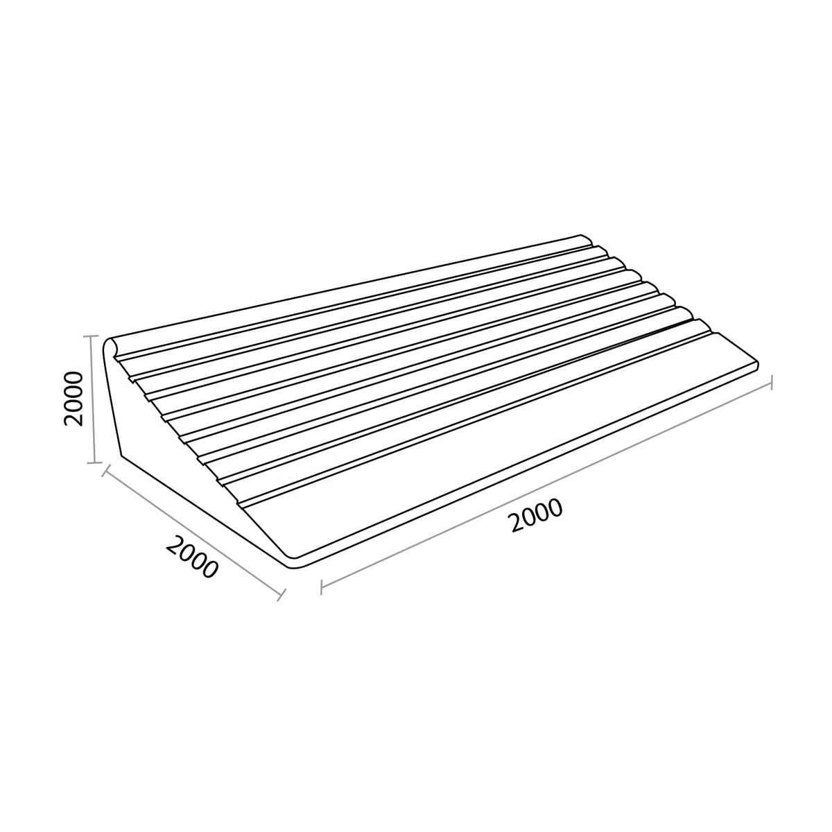 Rampa para para Vehículos, Rampa de Caucho para Bordillos (Rampa) 600x250x100mm