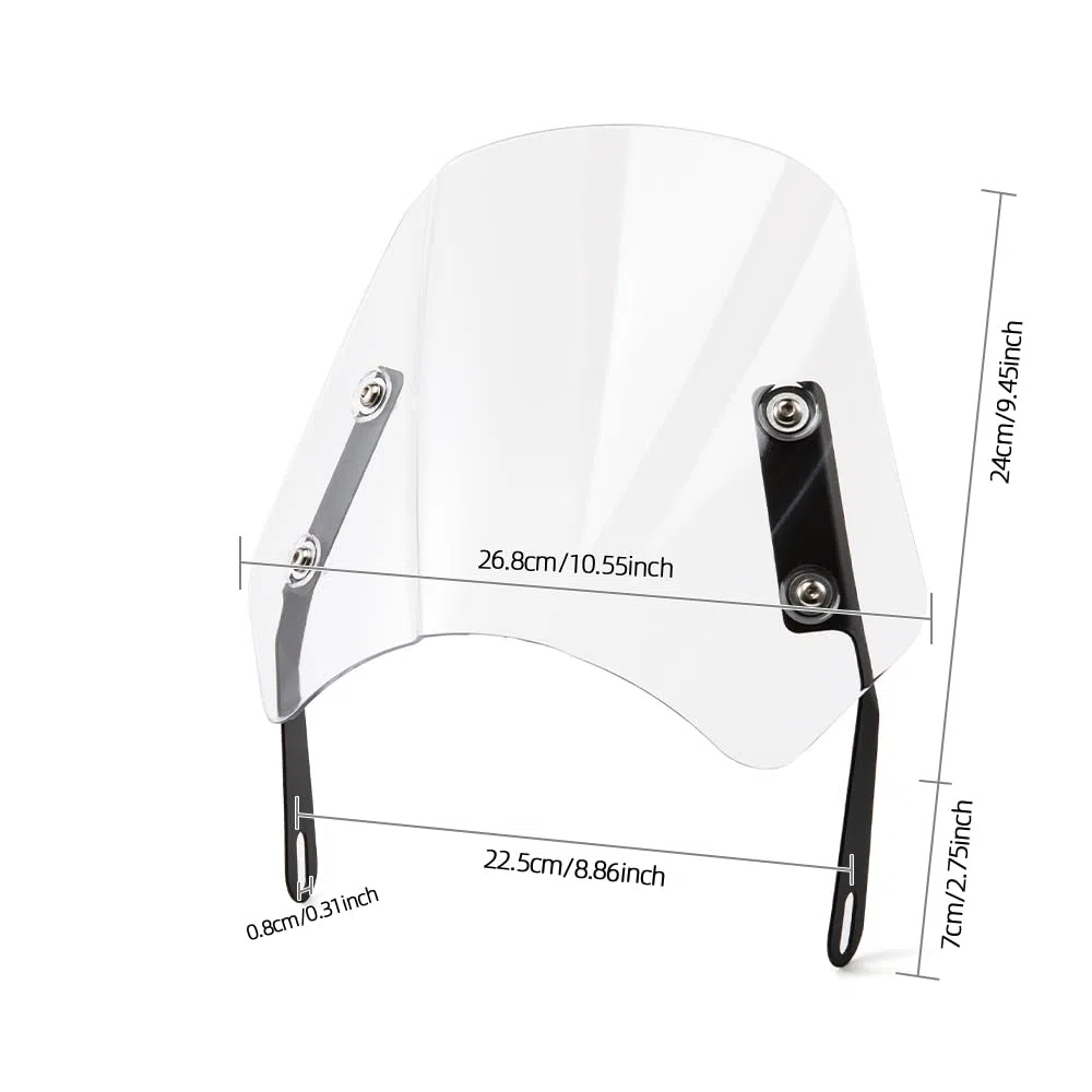 Parabrisas universal para motocicleta Deflector de viento para faros de 5'“ - 7”' Moto (Transparente)