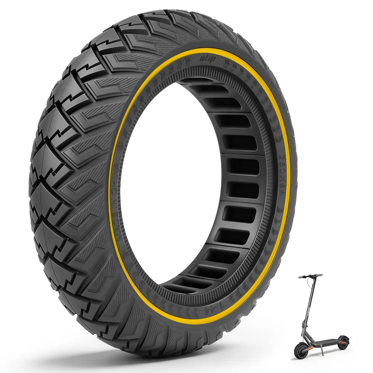 Neumáticos completos de 250 x 64 para Xiaomi 4 Ultra, Navee S65, Navee S65C Scooter Eléctrico 250 x 64 Offroad neumáticos sólidos neumáticos de goma maciza de 10 pulgadas, neumáticos de
