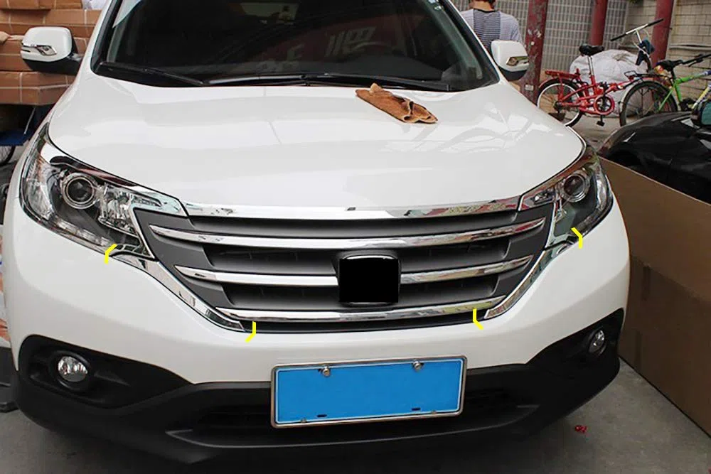 Rejilla del lado de la parrilla del lado frontal del automóvil Insertar para Honda CRV CR-V 2012 2013 2014 ABS cromo 2pcs / set