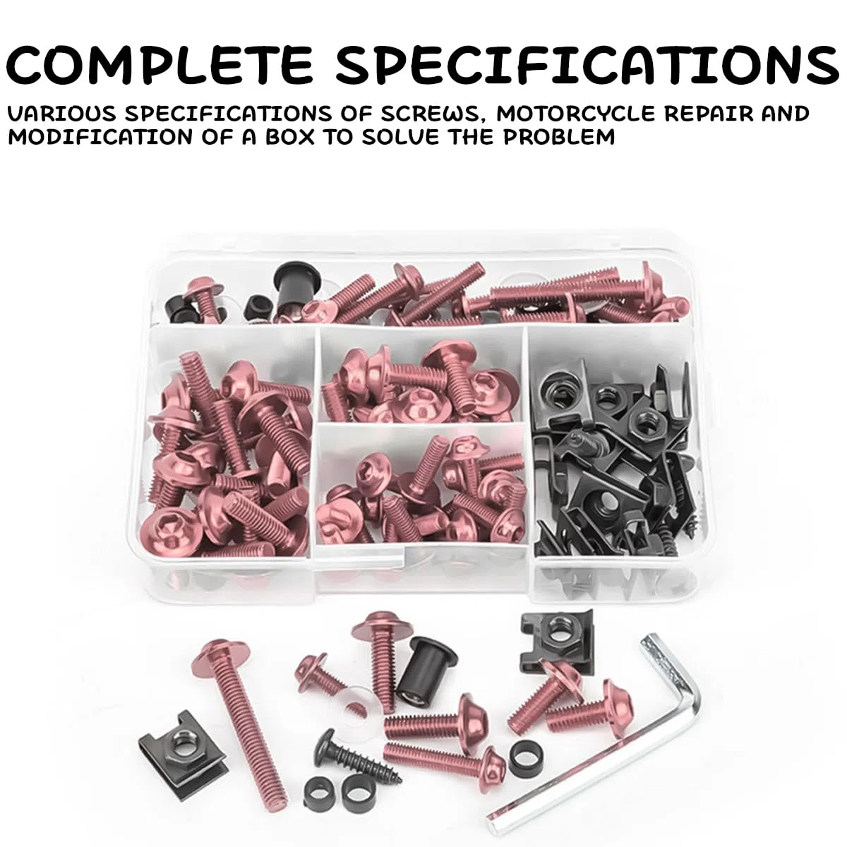 Kits Tornillos-De Carenado De Motocicleta, Moto Kit Pernos Carenado-Tornillos, Universal Motocicleta Tornillos Carenados Kit Carroceria, Kits-Tornillos Para Carenado Moto(Rosa)