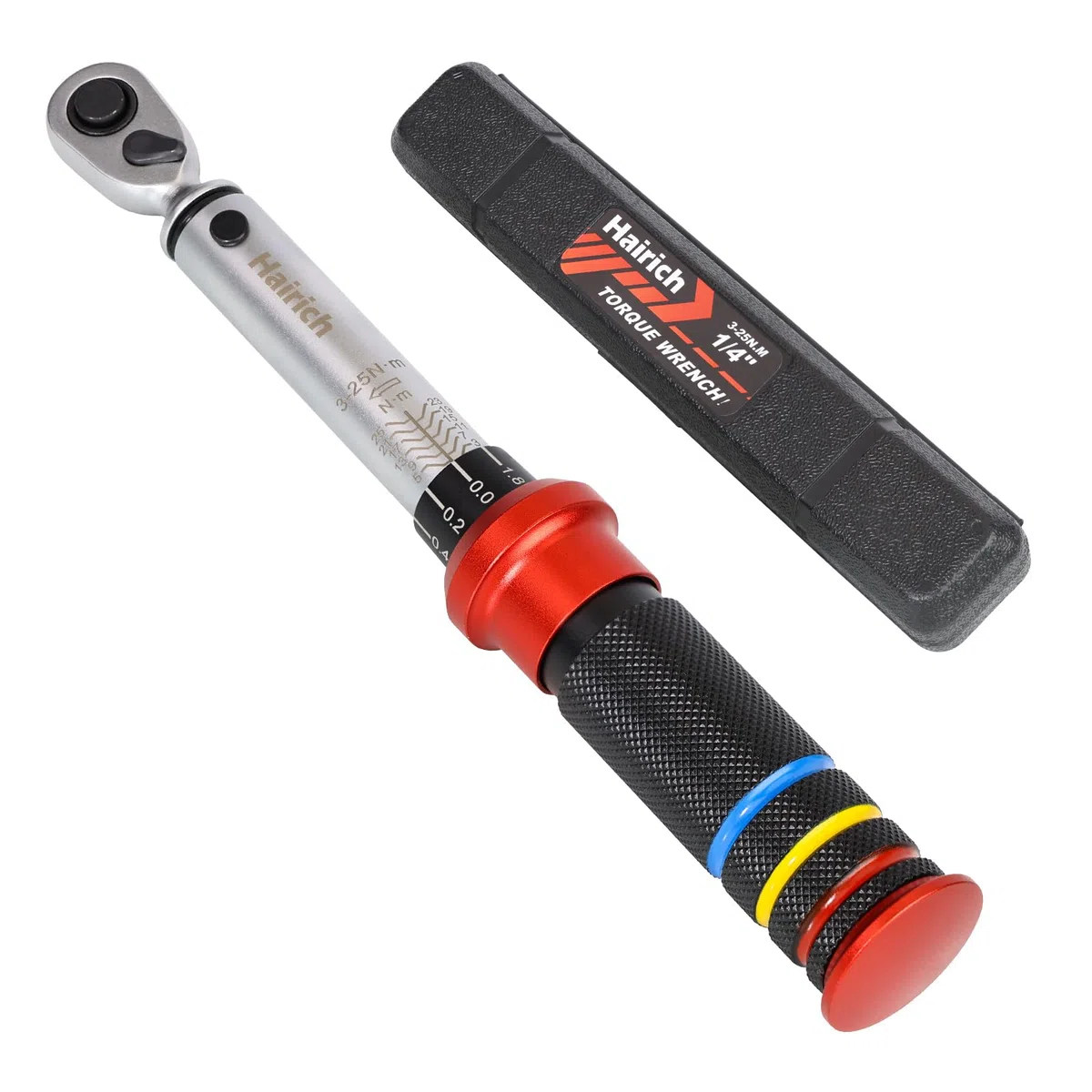 Hairich Llave dinamométrica para bicicleta de 1/4 pulgadas, 3 – 25 Nm, juego de llaves de torque pequeña, ± 3% de precisión de error, llave de par de torsión con 72 dientes, cabezal de carraca