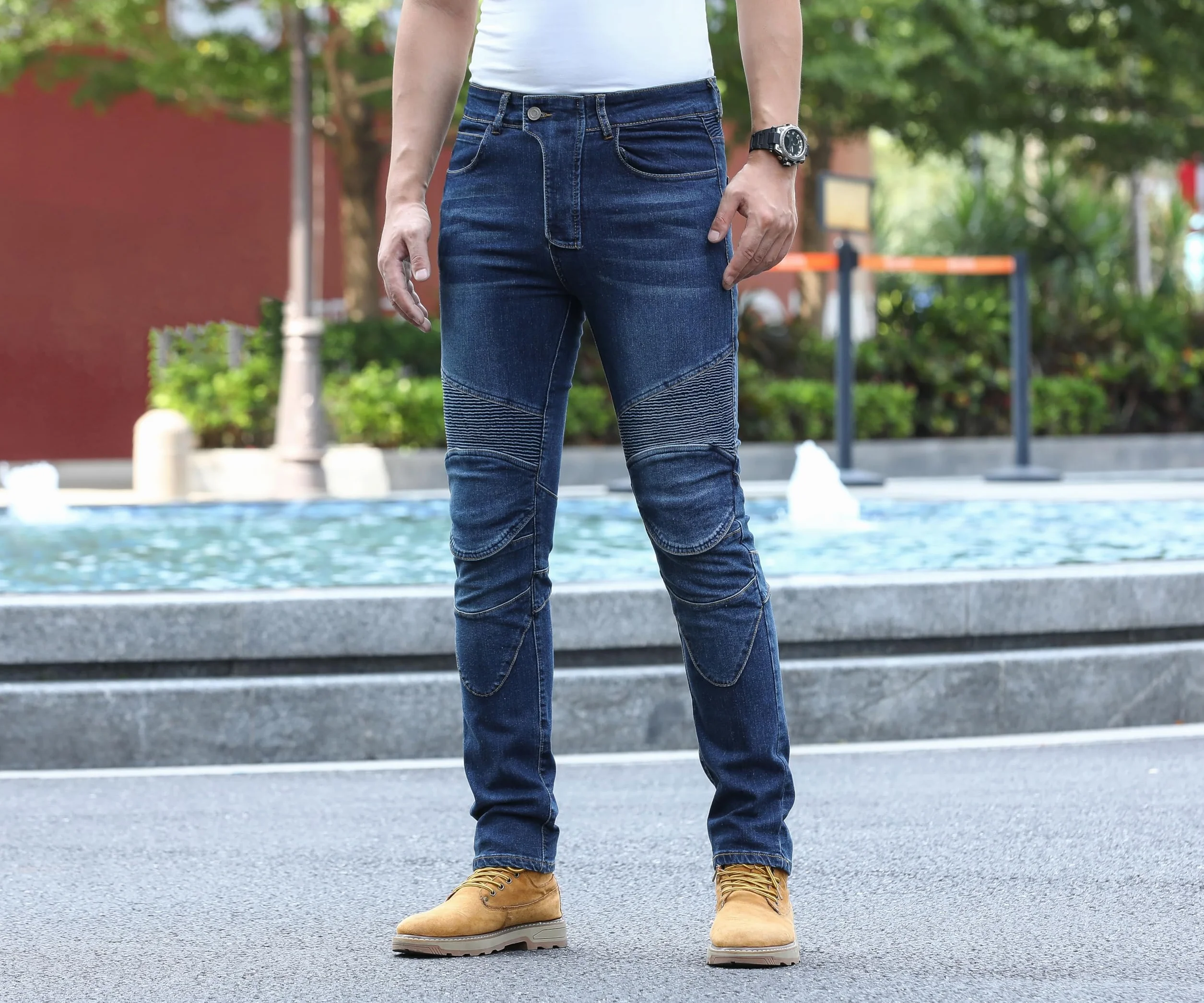 CTBQiTom Jeans de Moto para Hombre con Protecciones CE Nivel 2 | Vaquero Elástico de Diseño Minimalista y Protecciones Extraíbles