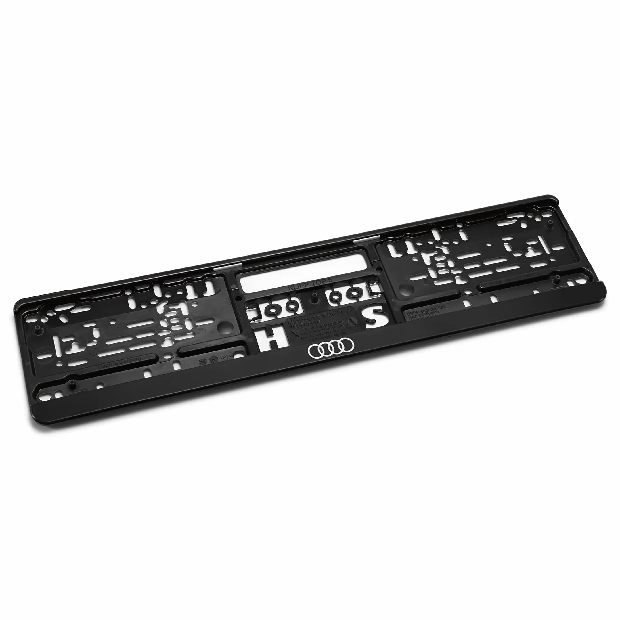 Audi 3292100100 Soporte para matrícula, diseño de Anillos, Color Negro