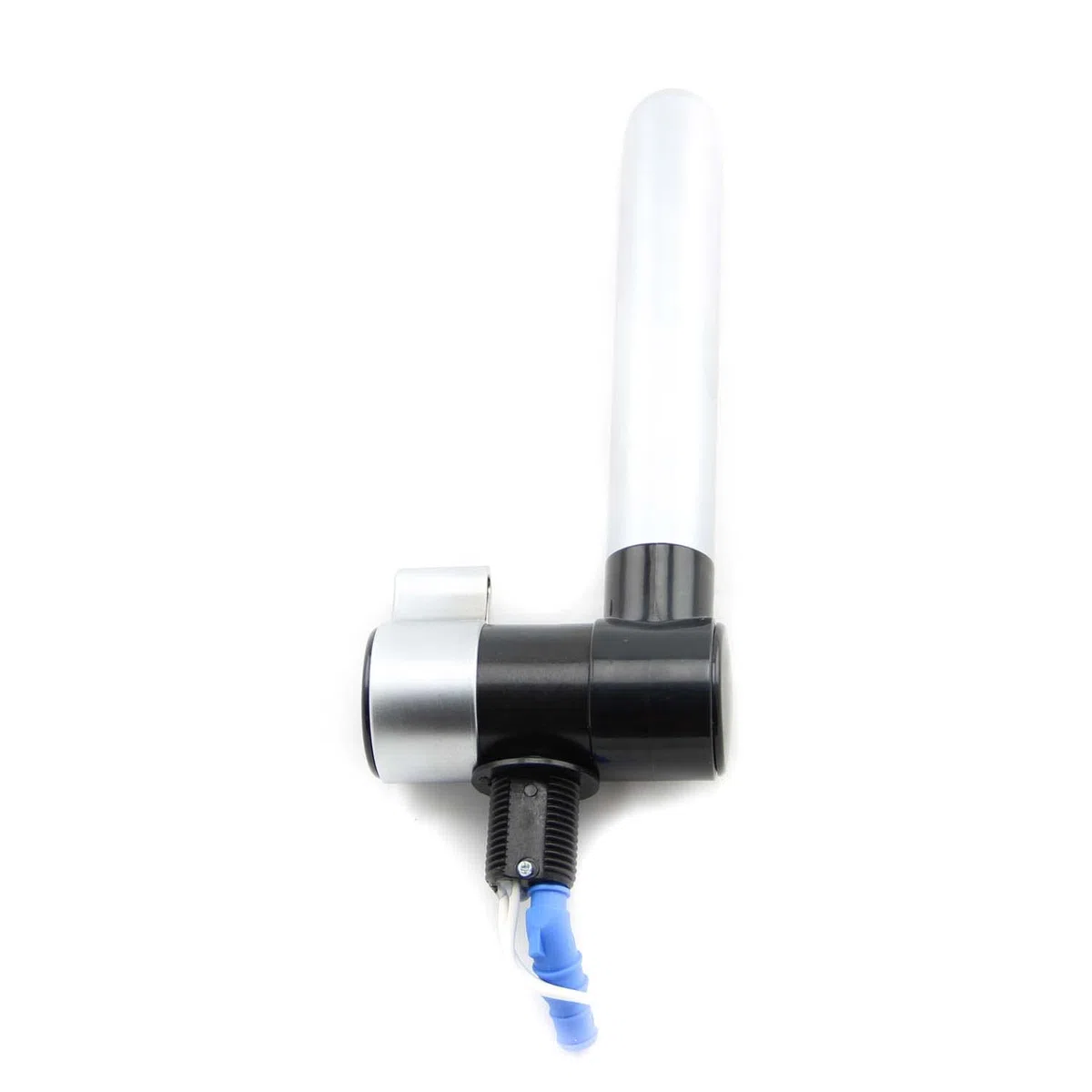 Grifo London con interruptor automático | Agua para cocina, baño, caravana, campista, gastronomía (Negro/Mate cromado)