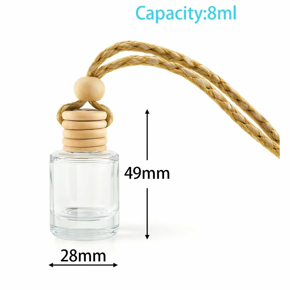 30 Piezas Botella de ambientador Coche vacio vacía,Colgante de Botella de Fragancia de ambientador de 8 ml,difusor de Aceite Esencial de Perfume Recargable,para Oficina en casa del automóvil