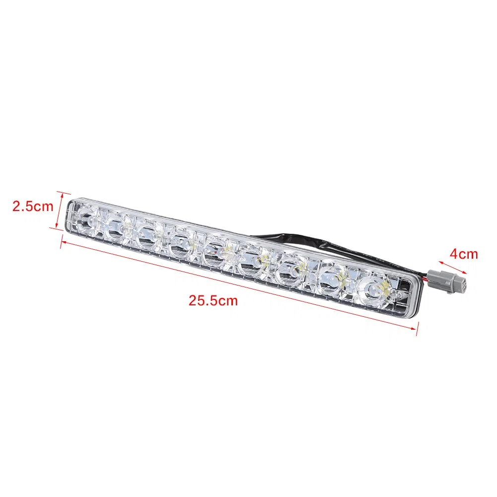 2pcs Blanco 9-LED Tira larga Luz de circulación diurna DRL Lámpara de conducción diurna antiniebla para automóvil