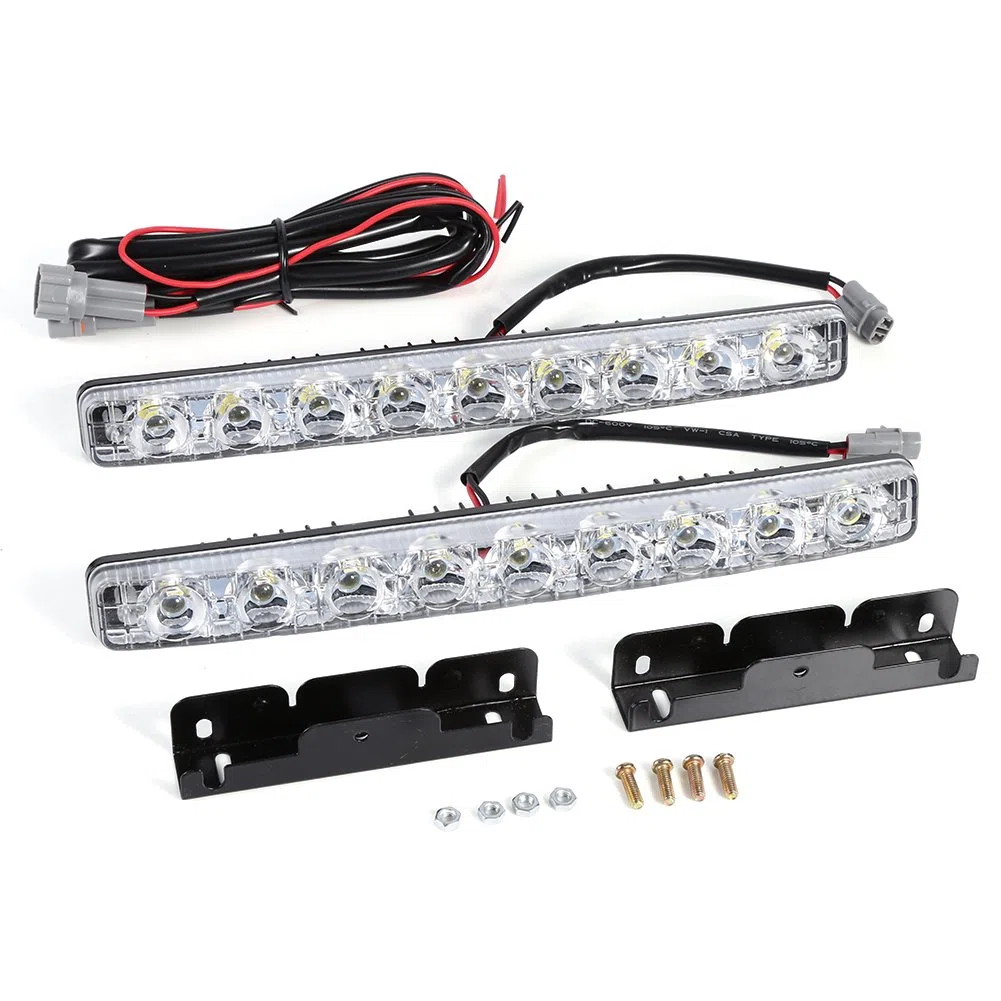 2pcs Blanco 9-LED Tira larga Luz de circulación diurna DRL Lámpara de conducción diurna antiniebla para automóvil