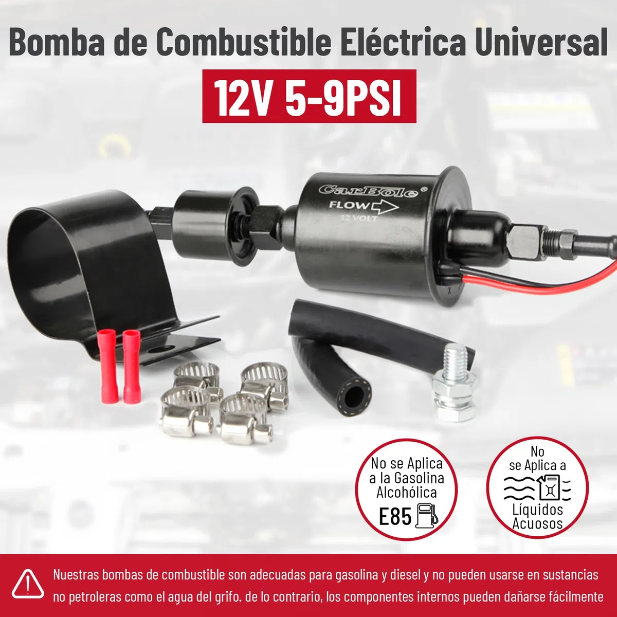 CarBole Bomba de Combustible Eléctrica 12V,5-9PSI,Bombas de Combustible,Entrada y Salida de 5/16 Pulgadas,Todos los automóviles y generadores de 12V Pompe à Carburant