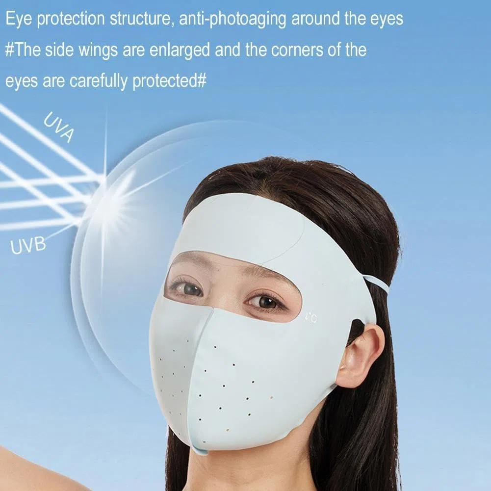 1 máscara de protección solar de seda de hielo para verano, máscara de protección solar para la frente, máscara ultravioleta delgada, transpirable, sección de cara, equitación, cara, playa, protección