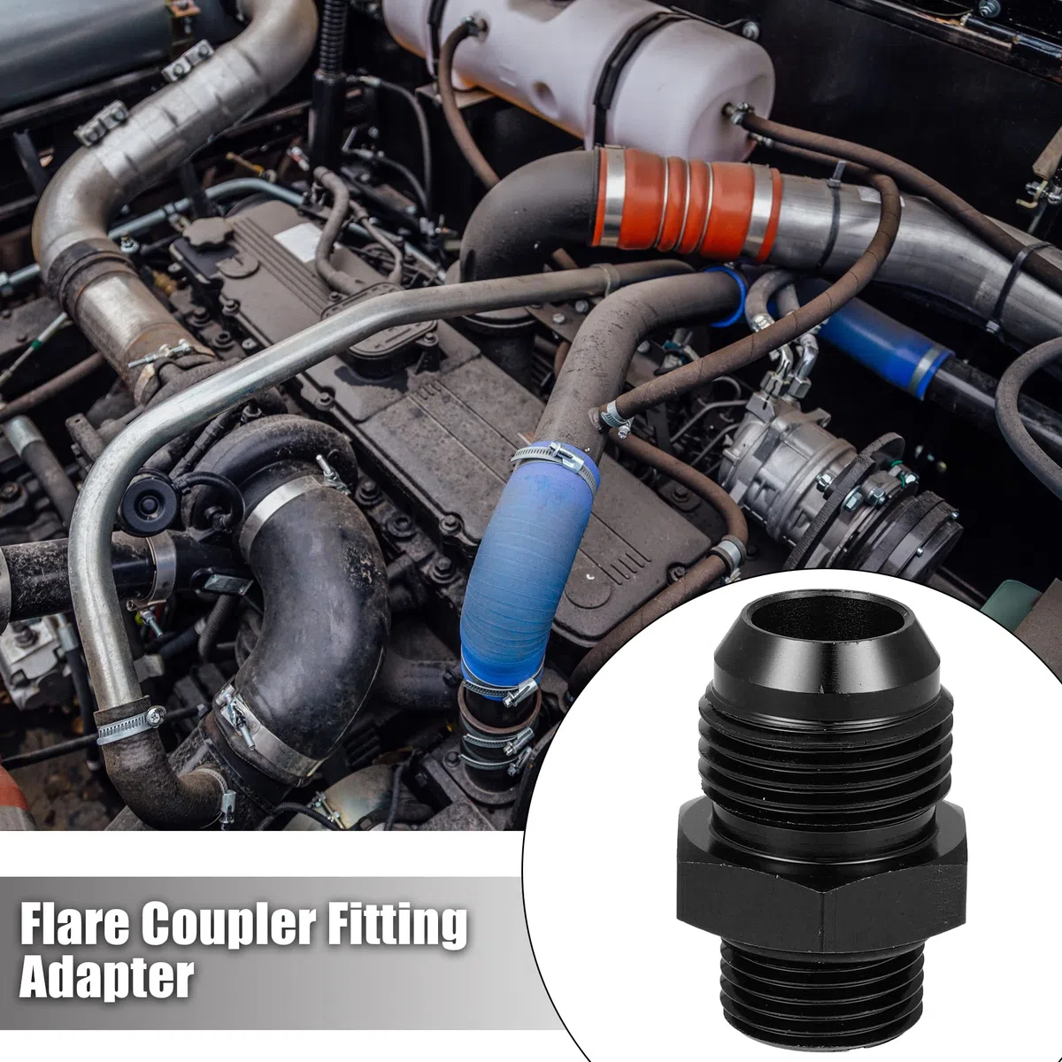 X AUTOHAUX 2uds Negro Macho Ajuste Adaptador Acampanado Unión Acoplador para Coche Auto AN10-M18*1,5