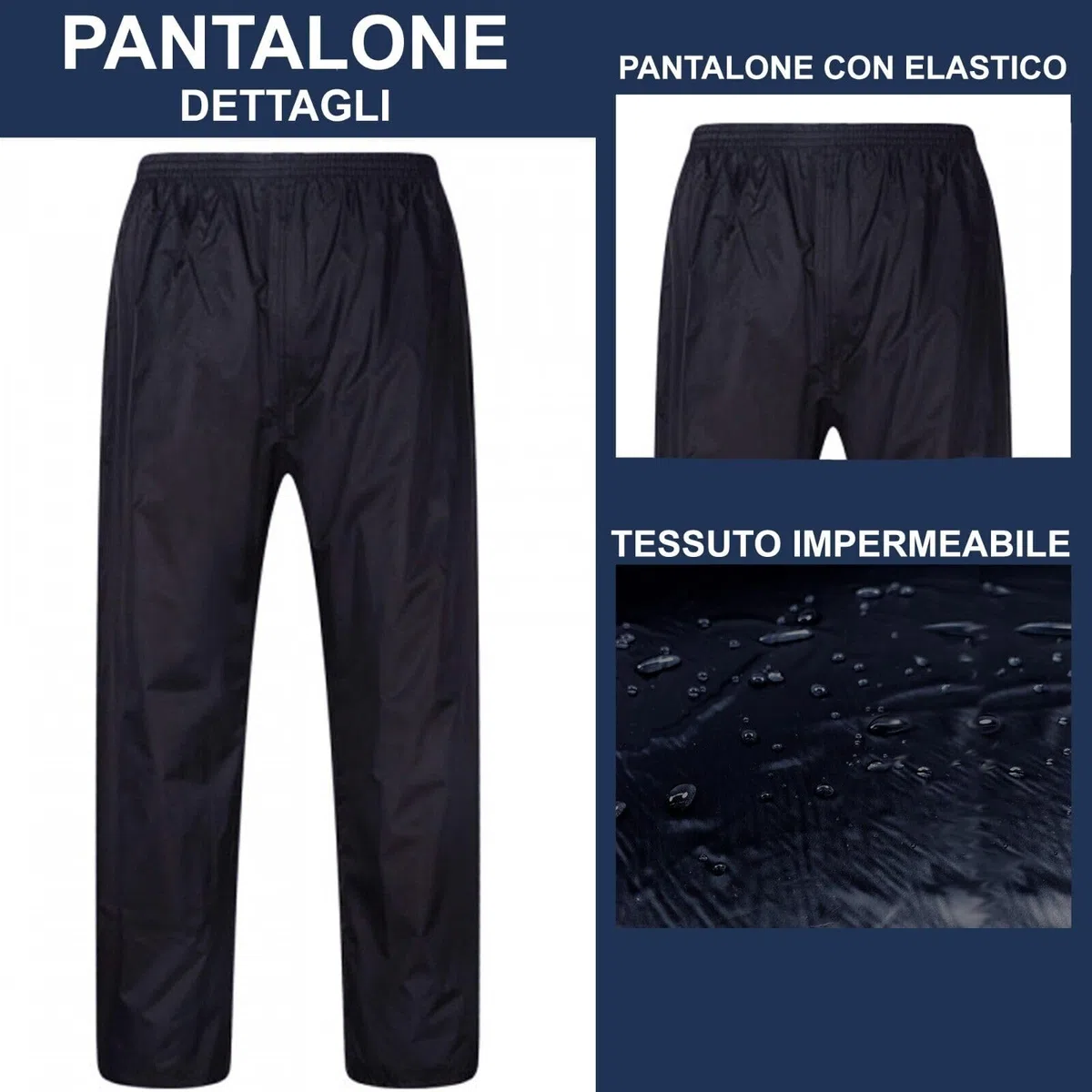 Susy Shop Traje de moto impermeable antilluvia y cortavientos | con bolsa | Negro | Conjunto chaqueta y pantalón - Capucha retráctil | Hombre Mujer | Scooter Bicicleta | Kit lluvia